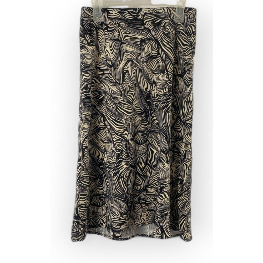 Rachel Zoe Women's Black/Beige Zebra Print A-Line Ankle Length Skirt Size 4 NWOT